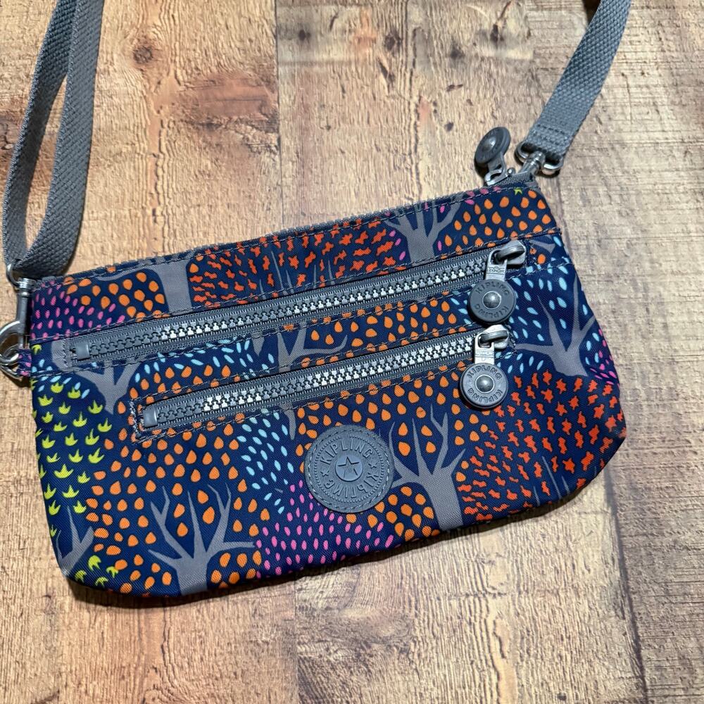 Kipling Nylon Multicolored Tree Pattern Alvar Cro… - image 1